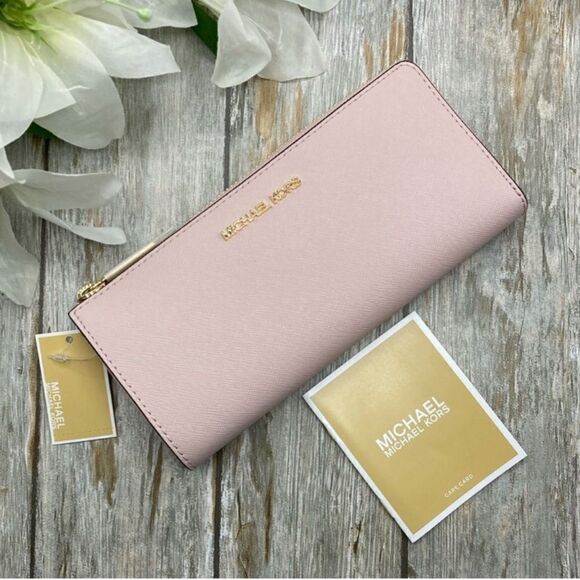 Michael Kors Jet Set Travel Large Saffiano Leather Quarter-Zip Wallet Bag Purse - Picture 9 of 12